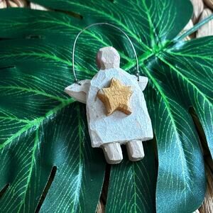 BOGO FREE WOODEN ARTISAN ANGEL PIN BROOCH SIGNED